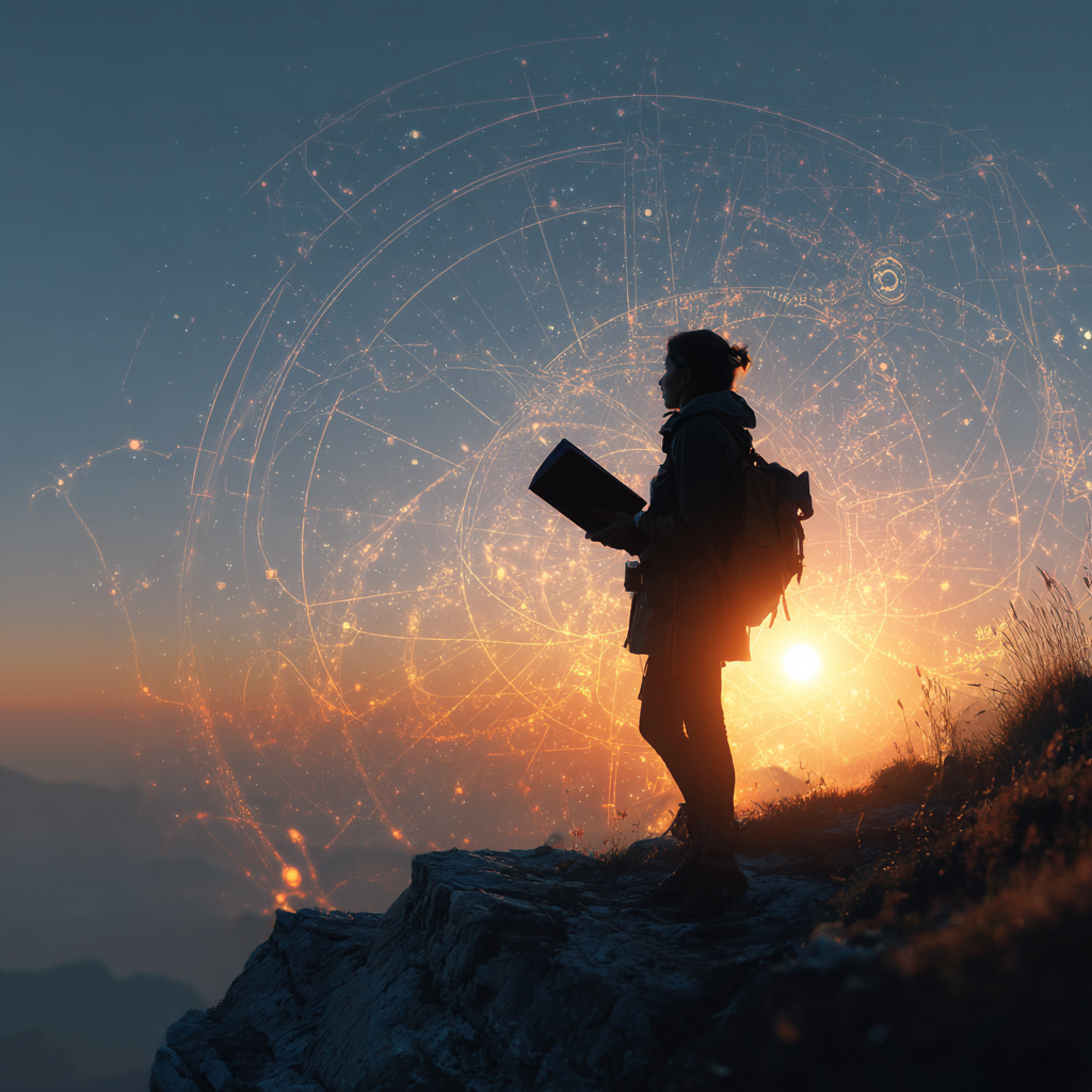Person exploring their astrocartography map
